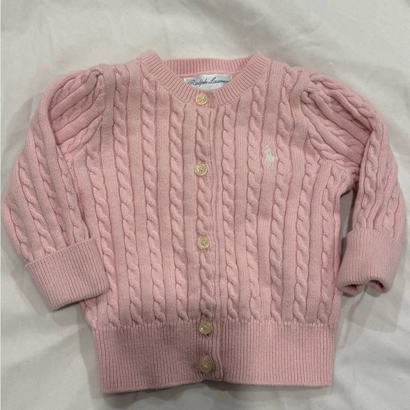 Ralph Lauren Other - Ralph Lauren Baby Mini Cable Cotton Cardigan Size 6 Months Pink